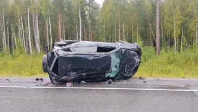 В Югре на трассе Нягань-Унъюган перевернулась легковуша